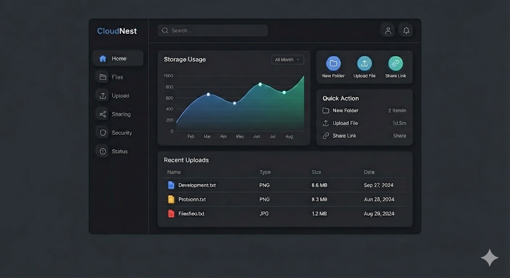 CloudNest Dashboard Interface